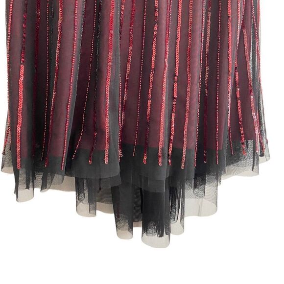 Parker Black Abba Sequin High Low Dress Black Red Size 0 - Picture 9 of 15